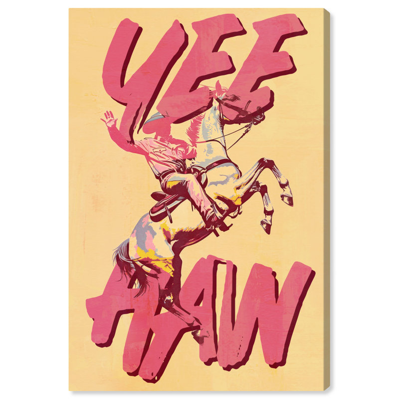 Impression sur toile Yeehaw Cowboy par Art Remedy, H 45 po x l 30 po, Toile tendue