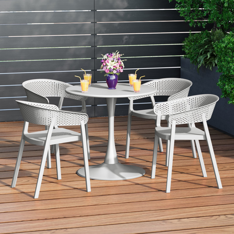 Ensemble repas extérieur pour 4 personnes, H 29 po x l 31,5 po x P 31,5 po, Gris, 4