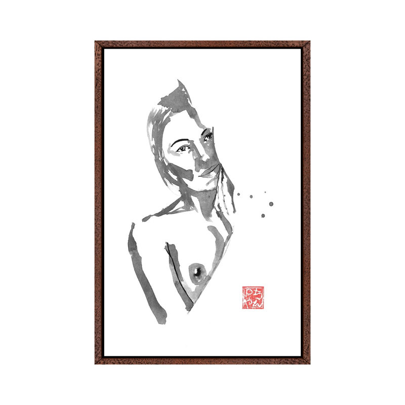 Couchée by Péchane - Print on Canvas, 152.5 cm H x 101.5 cm W, Classic Brown Wood Framed