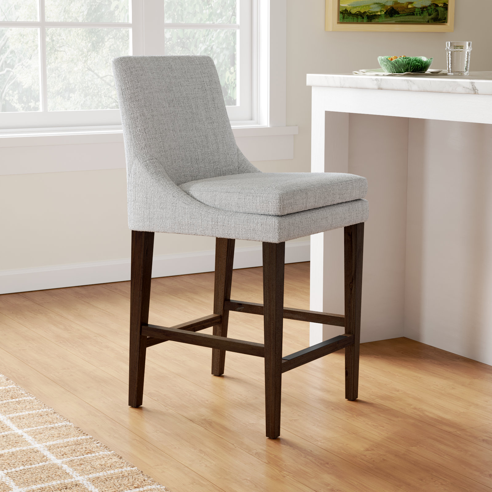 Niara Bar Stool, Counter Stool (26” Seat Height), Nathan Gray Heathered