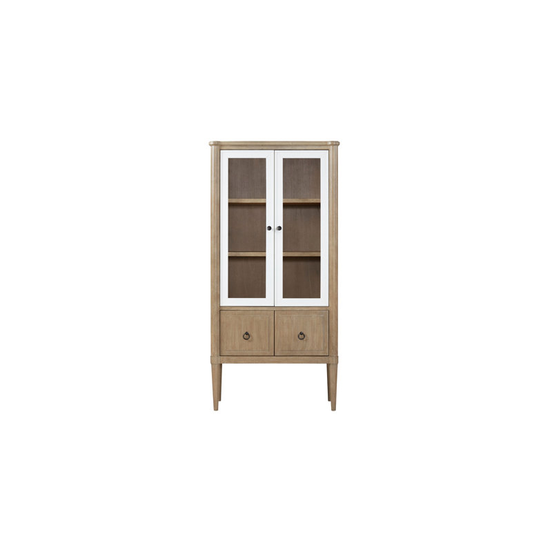 Casual Display Bookcase In Sand Colored Finish With Storage Feature Veneers Color 2 Shelves And Function