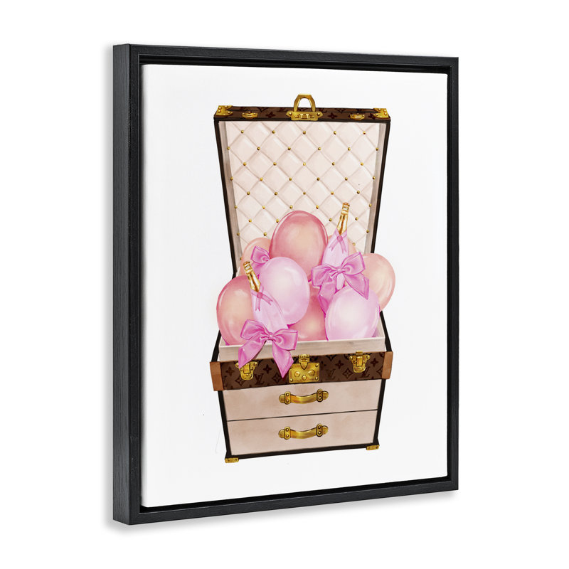 Cadre flottant rempli de ballons et de champagne, design par Ziwei Li, H 31 po x l 25 po, Cadre flottant noir de jais