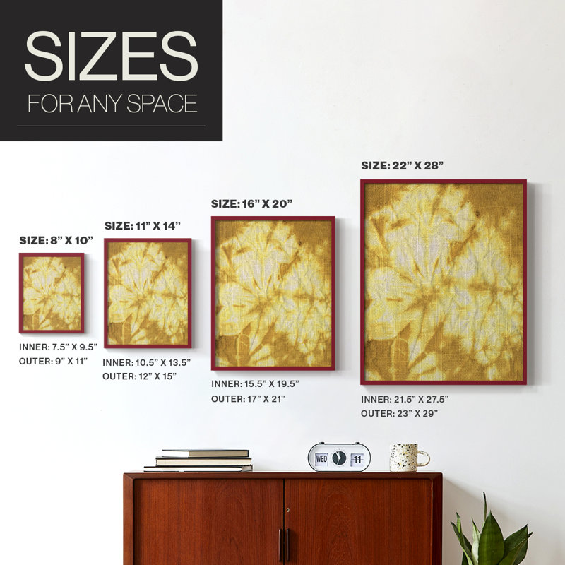 «Turmeric Sunrise II», reproduction encadrée - bois massif, Cadre simple rouge, H 10 po x l 8 po