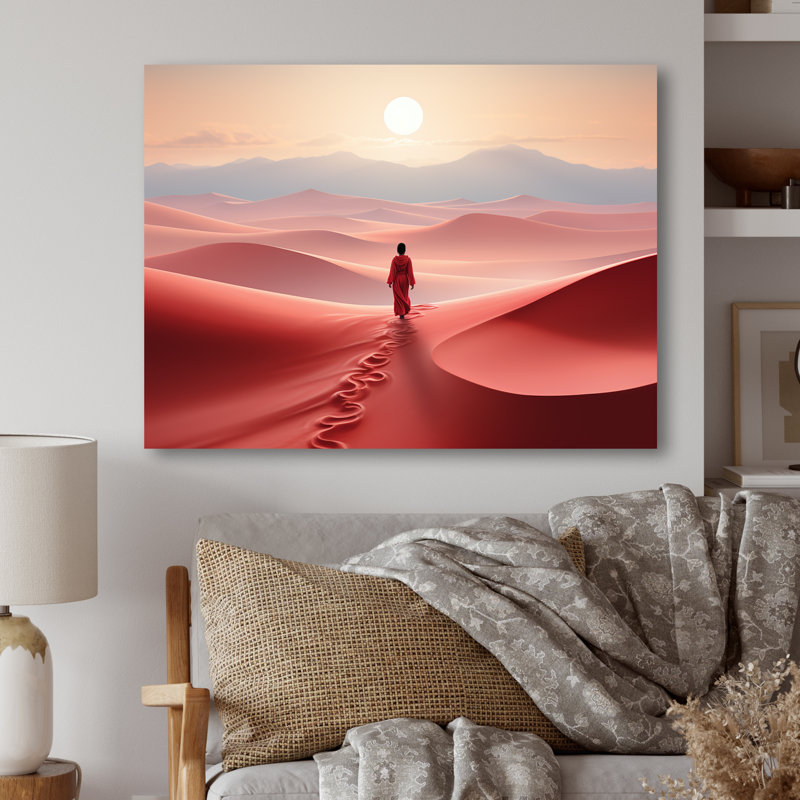 Man Solitude In Space Desert I - Desert Metal Wall Art, 24" H x 32" W x 1" D