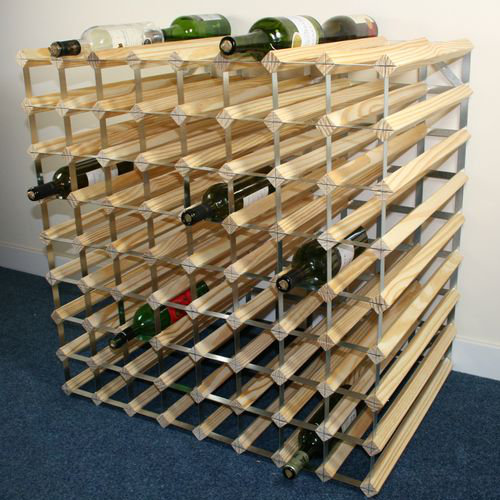 144 Bottle Floor Wine Bottle Rack, Natural Pine