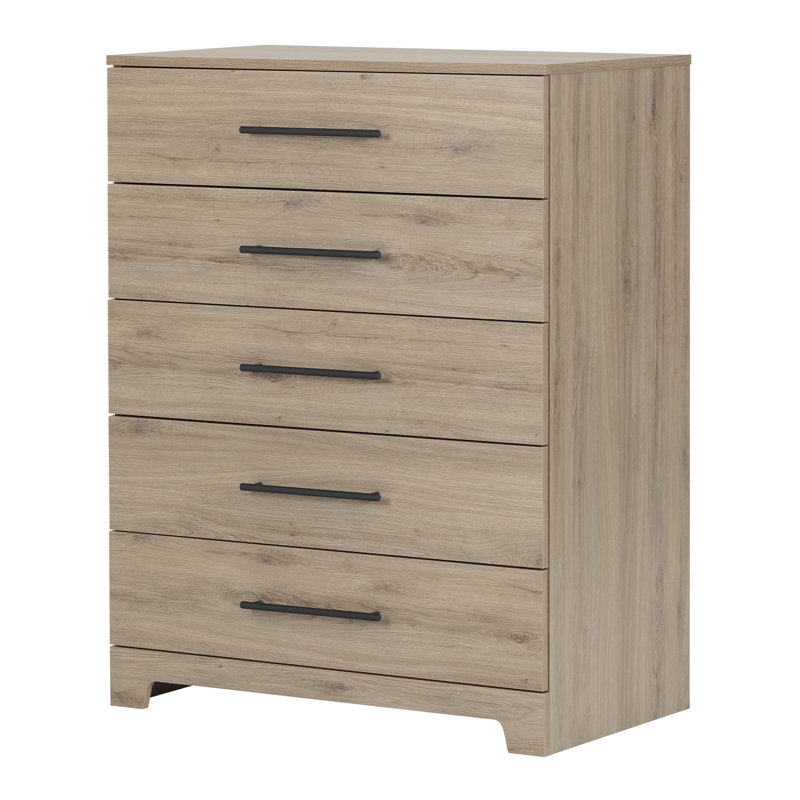 Primo 33'' W 5 - Drawer Dresser, Rustic Oak