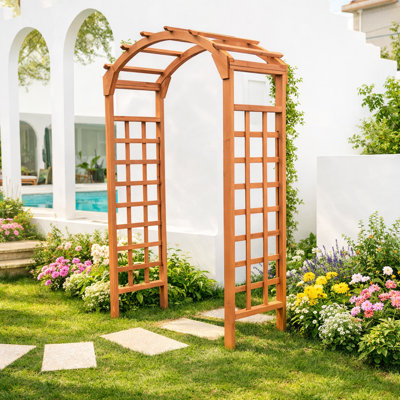 Mimose 47“ W x 19" D Solid Wood Garden Arches Arbour Arch