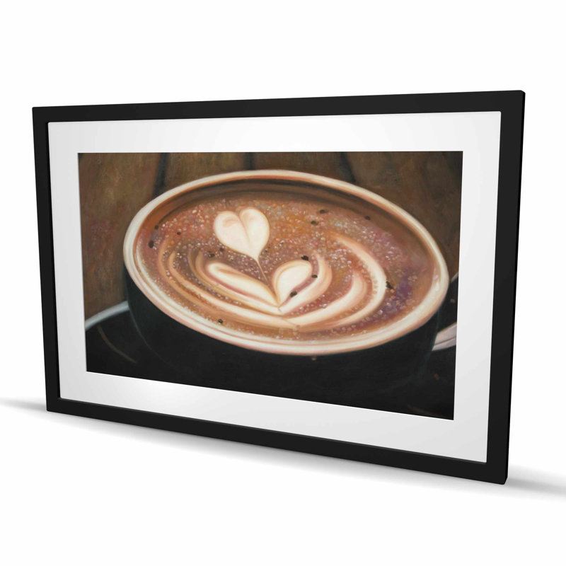 Cappuccino artistique - reproduction encadrée mate pour la décoration intérieure, H 24 po x l 36 po