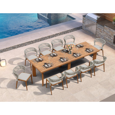 PURPLE LEAF 11 Pieces Outdoor Dining Set Patio Table And Chairs Set With Aluminum Wicker Rattan