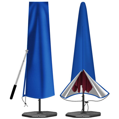 Housse de parasol pour parasols de terrasse de 2,75 m à 3,65 m - Housse imperméable 420D pour parasol de jardin ou de marché, avec fermeture éclair, pour terrasse, piscine ou plage, bleu roi