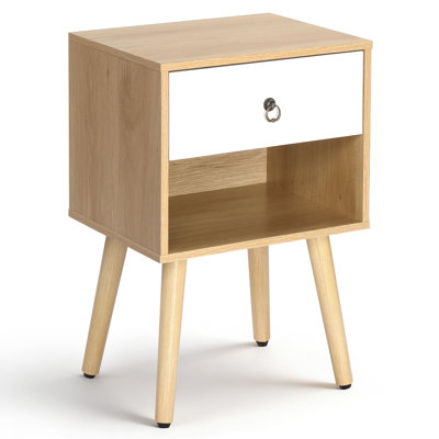 15 Inches Wide Nightstand - 1 Drawer, Lower Shelf - Set Of 2