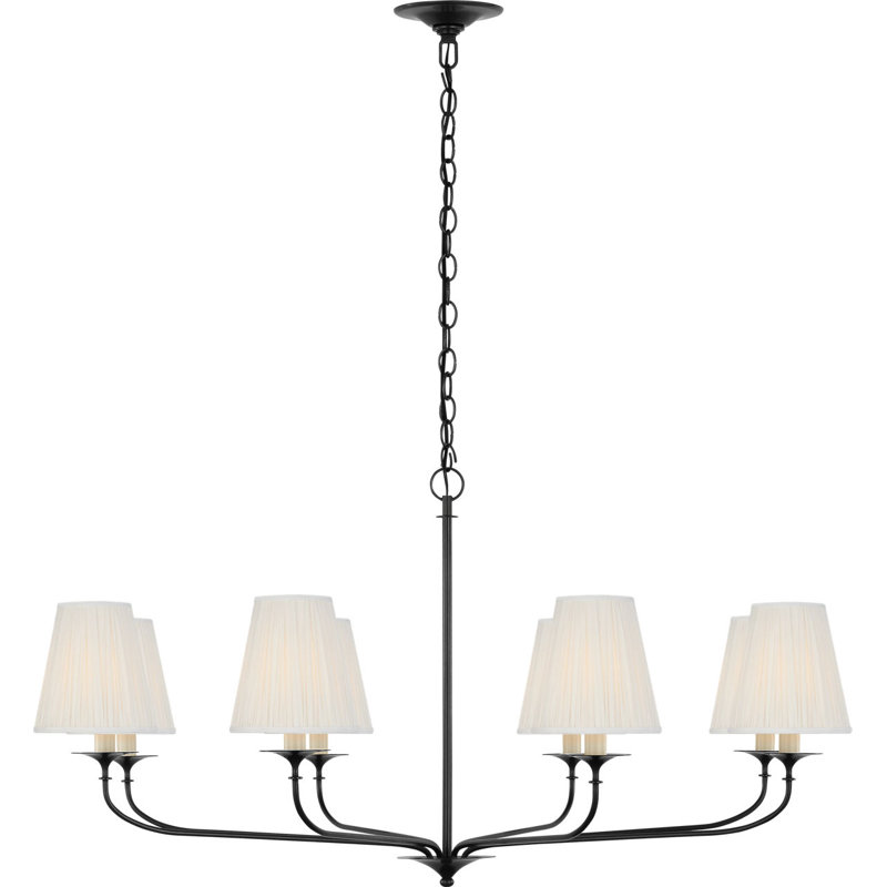 Knox Chandelier with Silk Pleated Shades, 21.25" H x 42" W x 42" D, Bronze, 8 Lights