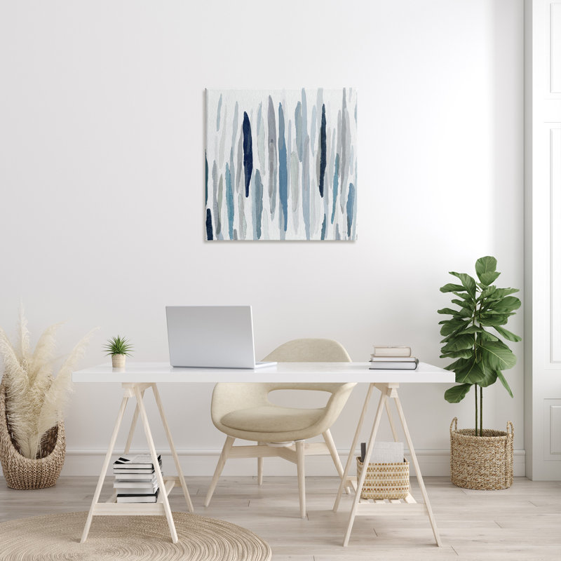 Peinture abstraite épaisse au pinceau bleu-gris, H 30 po x l 30 po