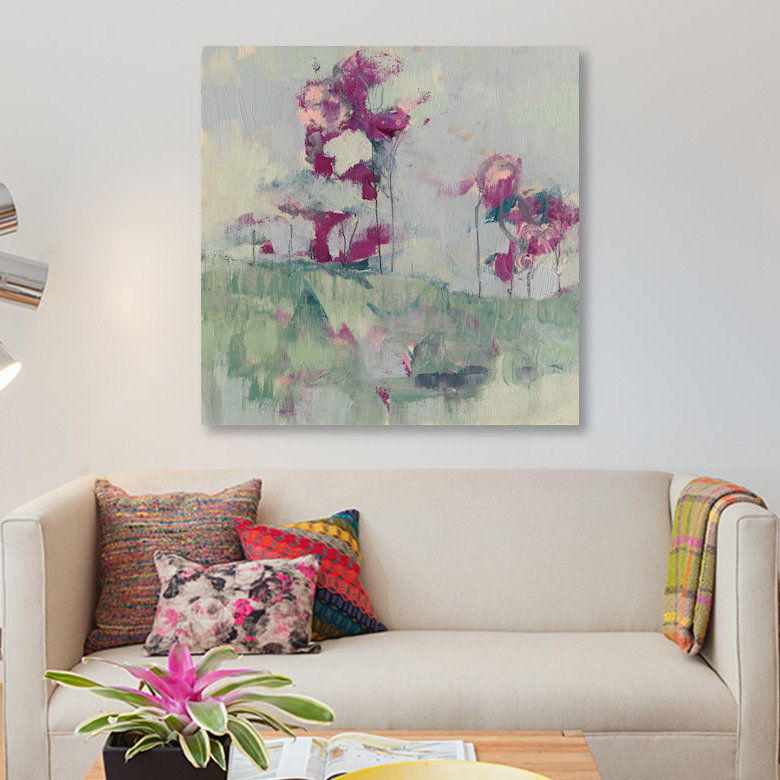 « fuchsia treeline ii », impression sur toile, H 37 po x l 37 po x P 1,5 po, Toile tendue, Pas de tapis