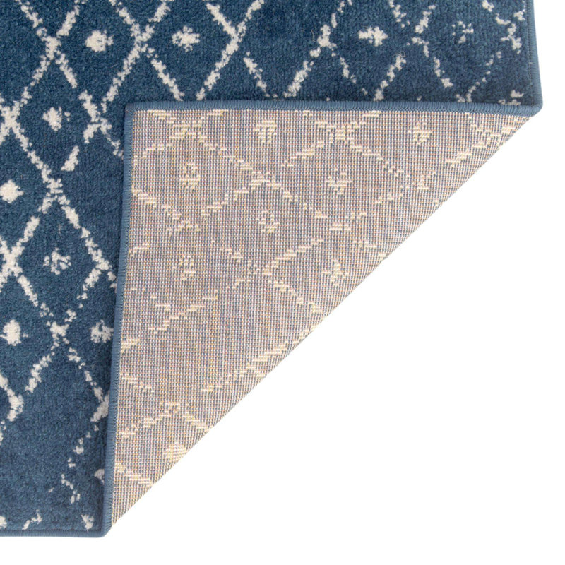 Tapis bleu marine / blanc Lenwood, Rectangle 9 pi x 12 pi