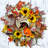 20 " Handmade Mixed Greenery and Sunflower Deco Mesh Wreath