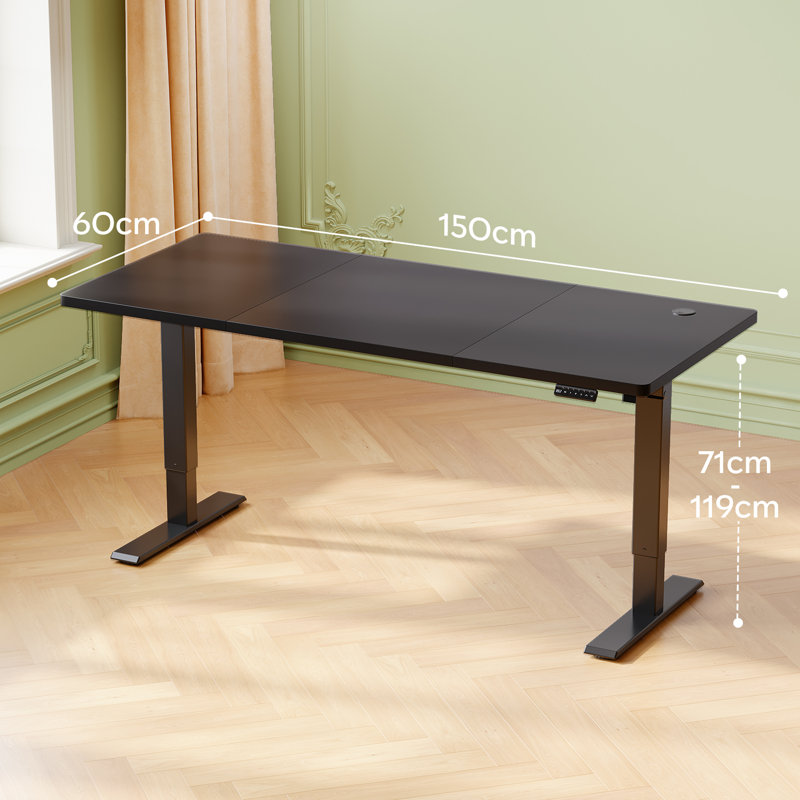 110/130/150 Cm W T-Shaped Standing Desk, Black, 150 cm W x 60 cm D, Black