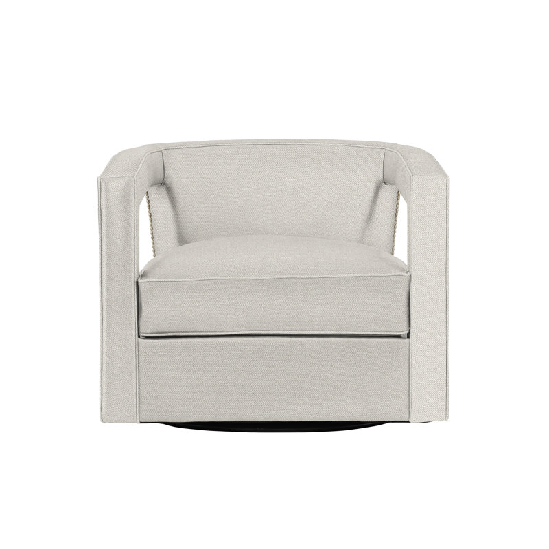 Alana 32.5'' Wide Swivel Barrel Chair, Nickel, White 5555-000