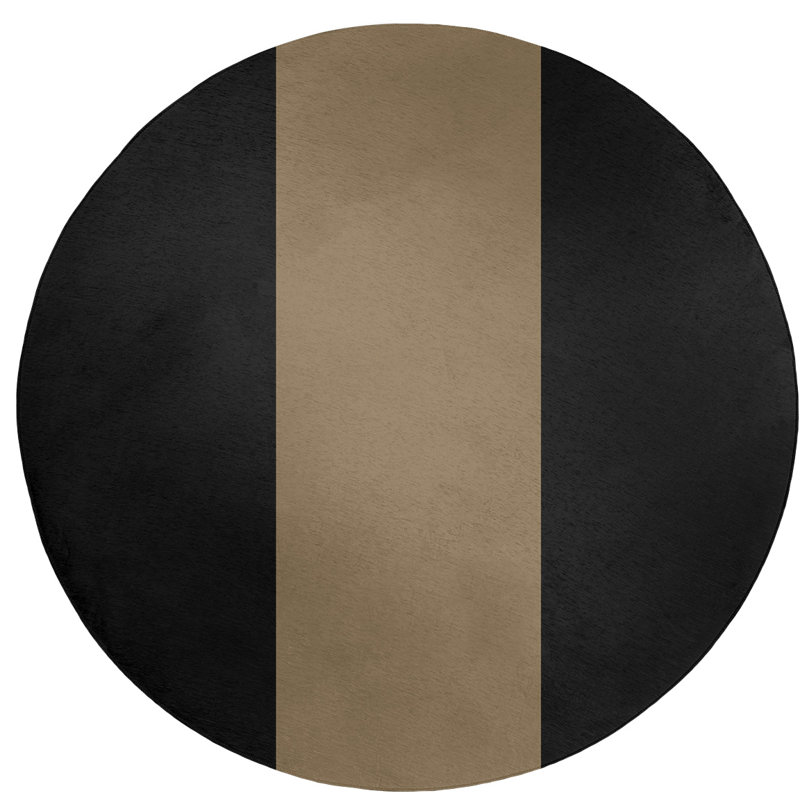 Gold/Black Area Rug, Round 5'