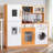 Play Kitchen For Age 3+ Kids, Wooden Chef Pretend Toy Kitchen Washing Machine, Realistic Stove Lights & Sounds, Complete Pretend Set for Preschoolers, Water Dispenser, Stove, Telephone, Range Hood, Oven, Sink(white&orange)-110439676