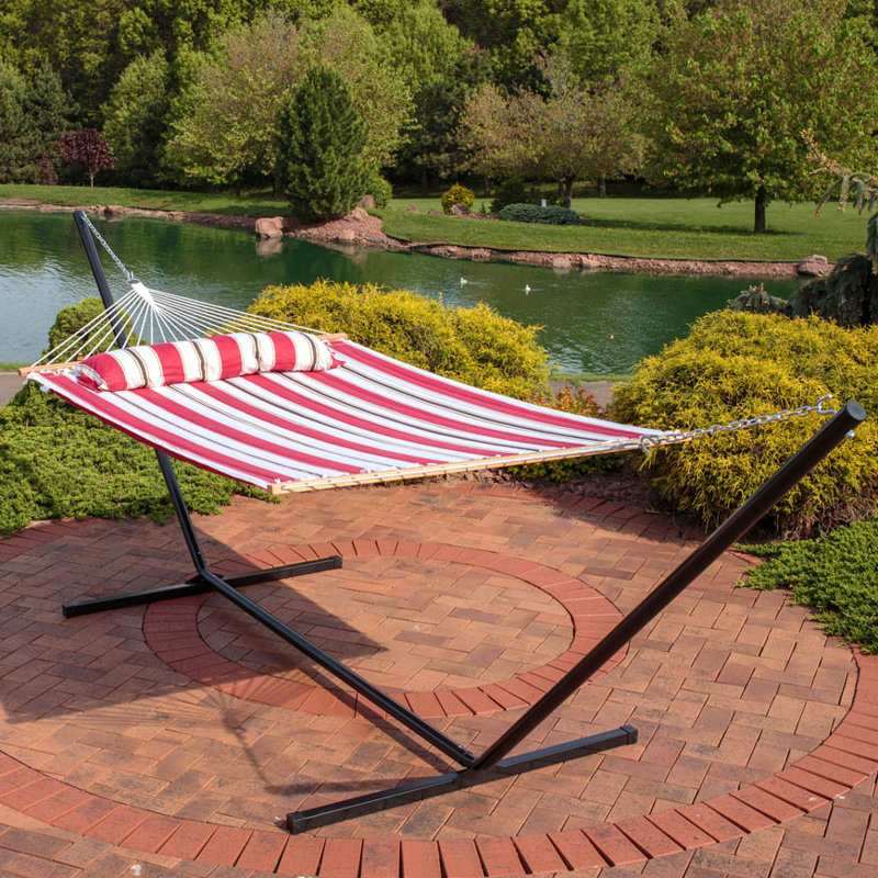 Hamac de bar en polyester matelassé pour 2 personnes avec support 15 pi Mullin - noir / blanc, Noir / blanc