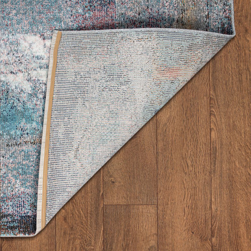 Tapis abstrait bleu, Rectangle 2 pi x 3 pi 3 po