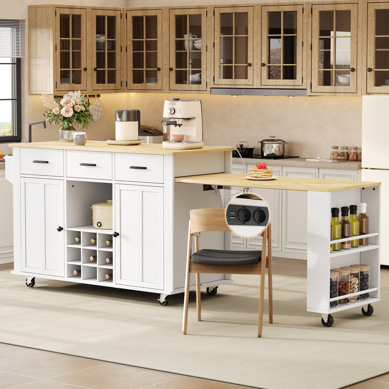 136 cm W Kitchen Island with Top, White