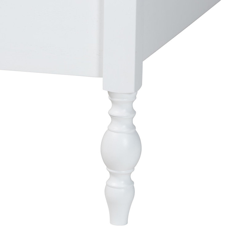 Base de lit Baxton Studio Cherrelle Spindle, Lit double, Blanc