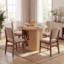 Table à manger extensible 38-112 "pour 2 à 12 personnes, table cannelée extensible avec tablettes de rangement latérales-2086477845