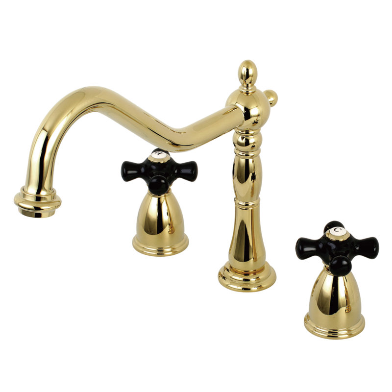 Kingston Brass Duchess Double-Handle Widespread Kitchen Faucet, Polished Brass, Without Spray