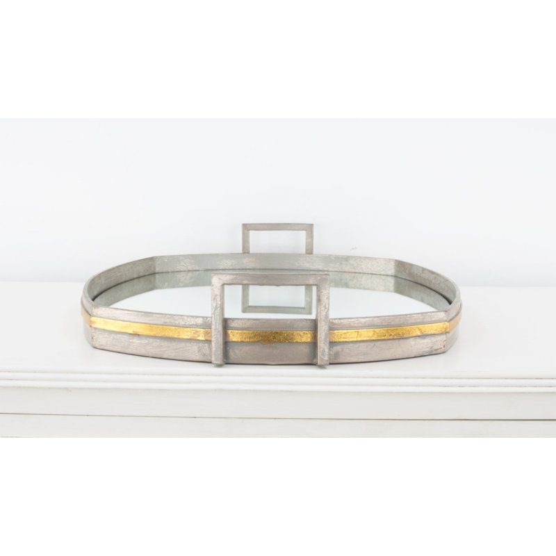 Santiago Oval Decorative Tray, Champagne/Gold