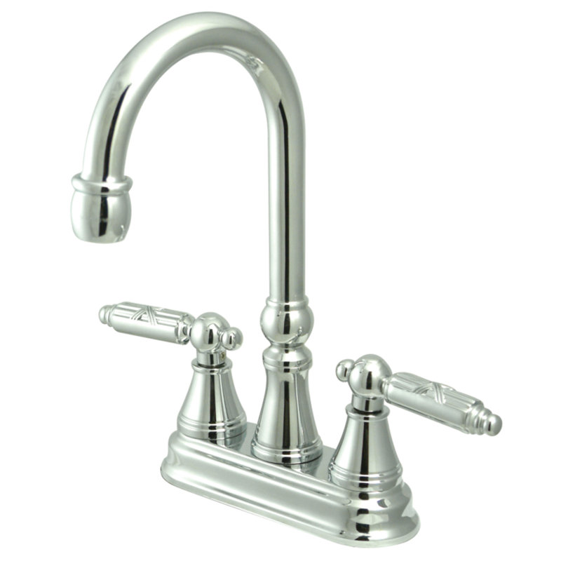 Kingston Brass Georgian Two-Handle 2-Hole Deck Mount Bar Faucet, Polished Chrome
