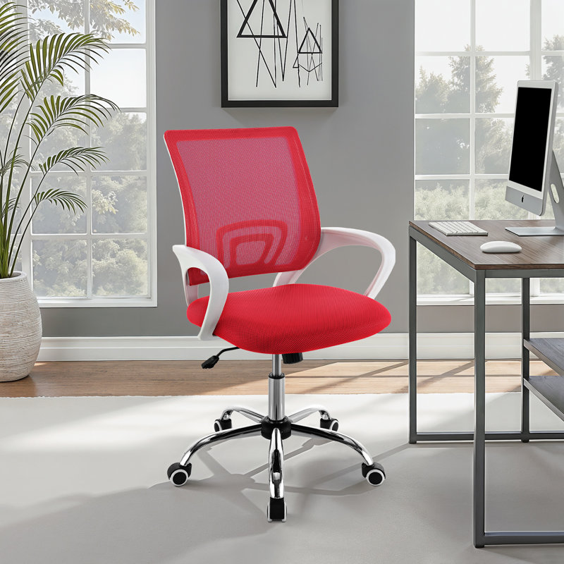 Chaise de bureau Byrd, Rouge / Blanc, Rouge
