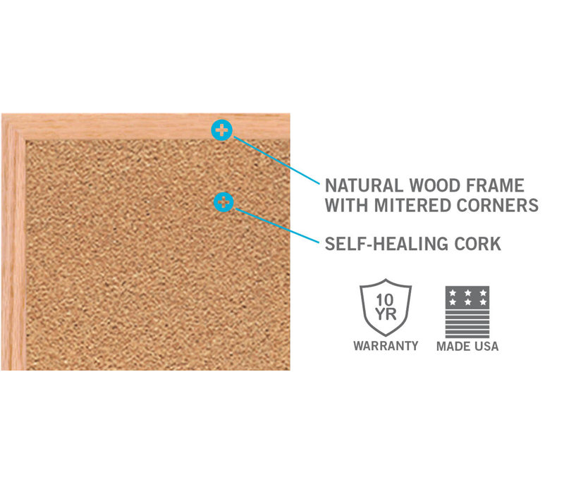 Cork Bulletin Board Wall Cork Bulletin Board, 48.5" H x 96.5" W x 0.81" D
