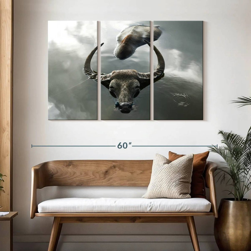 Bathing Buffalo, 32" H x 50" W