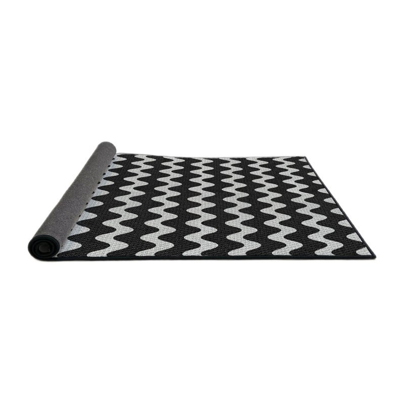 Tapis gris/zone noire à motifs, Rond 3 pi