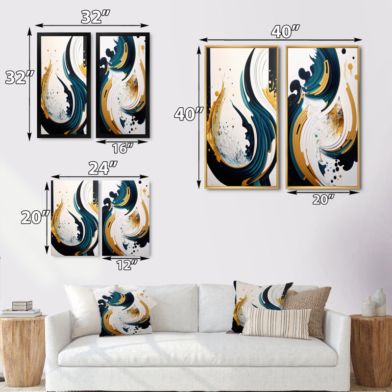 "Art moderne et abstrait bleu, peinture VI" 2 - Pièces sur toile, Toile tendue, H 32 po x l 32 po