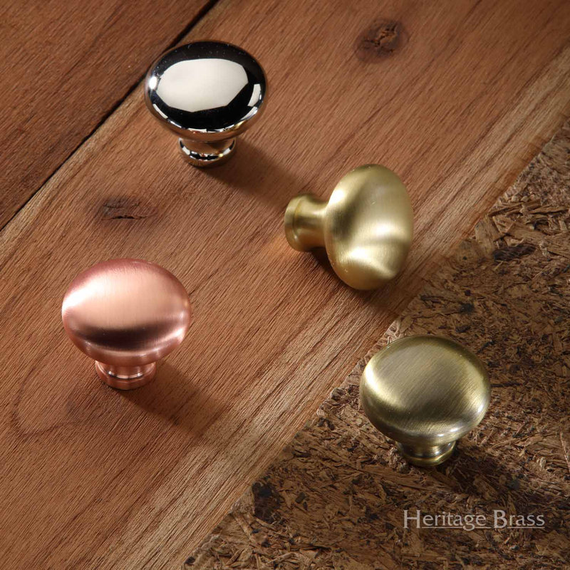 Heritage Brass Victorian Inspired Heritage Cabinet Knob Mushroom Design 38mm, Satin Chrome, 3.2cm H x 3.8cm W x 3.8cm D