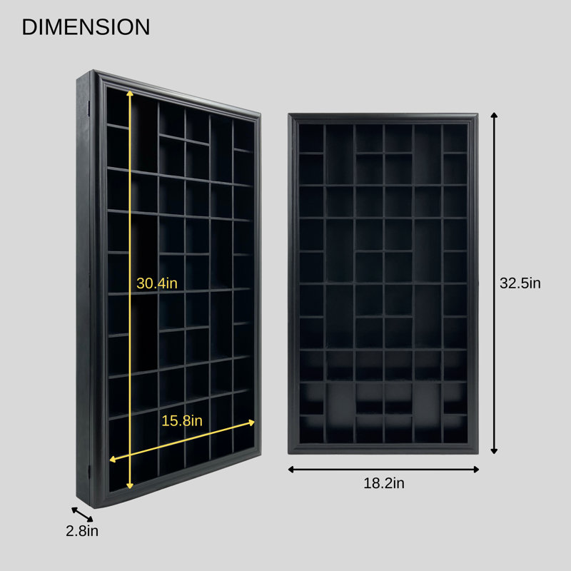 ILOT Shot Glass Display Cabinet Solid Wood - 52 Slots- 32.5'' H x 18.2'' W Wood Display Case