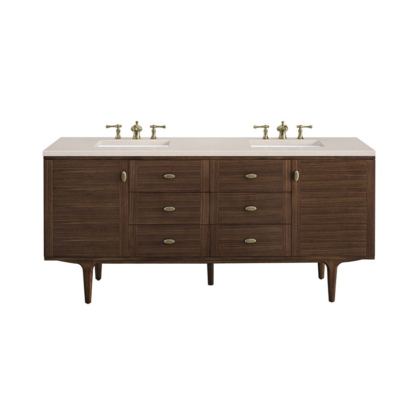 Amberly 72'' W Double Vanity, Eternal Jasmine Pearl, 8" Widespread