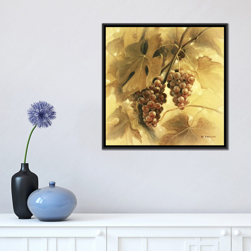 « raisins iii », reproduction sur toile, H 18 po x l 18 po x P 1,5 po, Toile avec cadre noir, Pas de tapis