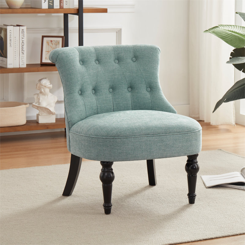 Upholstered Chenille Side Chair, Teal Chenille