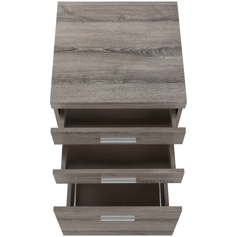 Classeur mobile pour bureau, tiroirs de rangement, stratifié brun, style contemporain avec roulettes, rangement, taupe, bureau