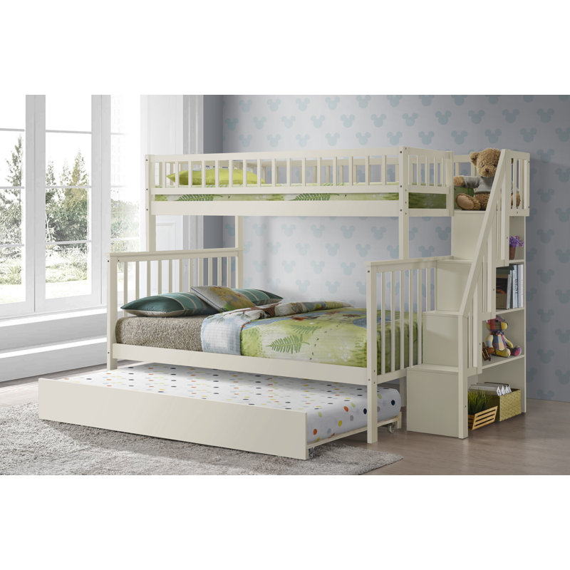 Herschal Kids Twin Over Full Bunk Bed with Trundle, Cream
