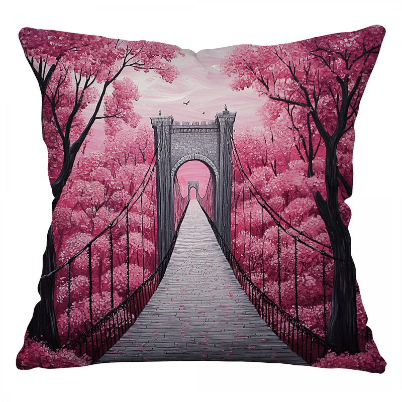 Bridge Throw Pillow, Architecture Cotton Twill Pillows, Square 14"
