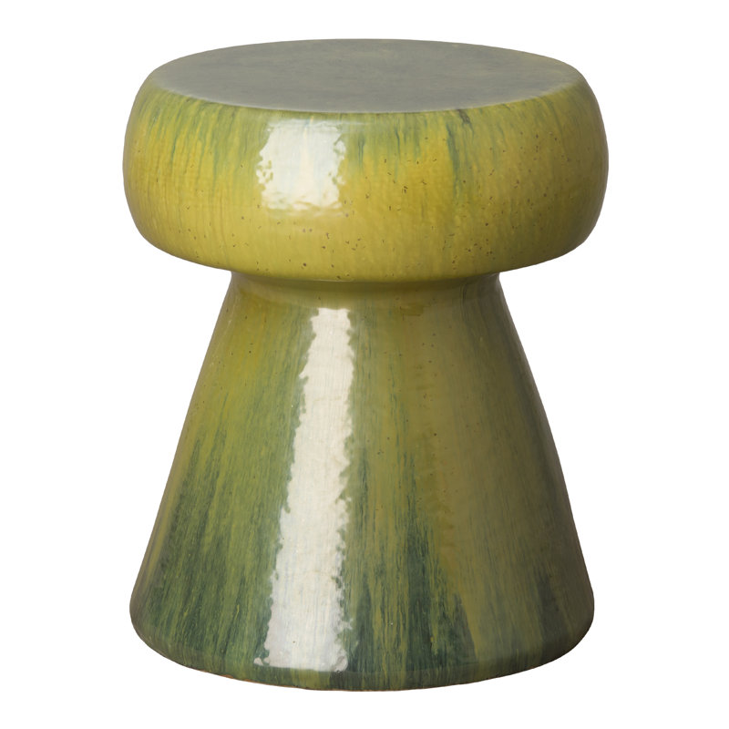 Green Ceramic Indoor/Outdoor Accent Stool