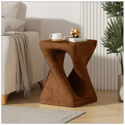 MGO Twist Shape Side Table, Wood-Like Texture,  Antique Brown Colour
