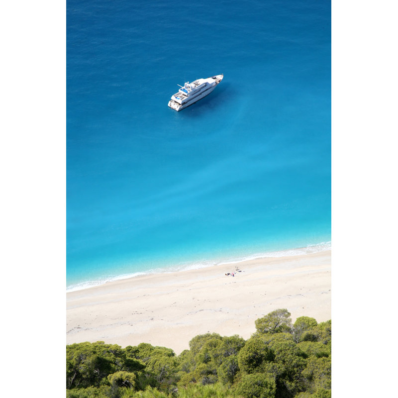 Yacht In Blue Sea by Velllena - Wrapped Canvas Print, 46cm H x 30cm W