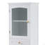 Armoire de rangement pour salle de bain de 63 po de hauteur avec portes en verre, deux tiroirs et tablettes réglables, panneau de fibres à densité moyenne, peint - parfait pour exposer vos articles préférés-664174344