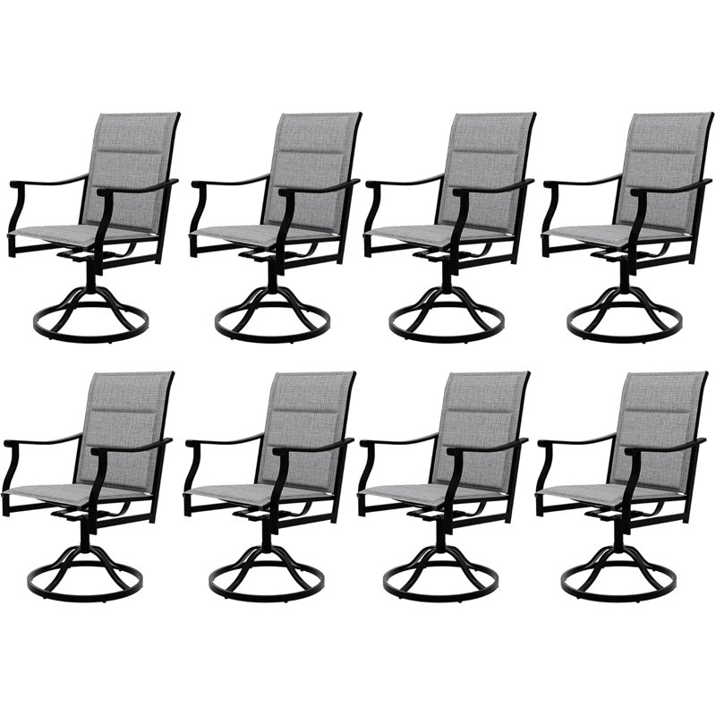 Ensemble de 8 chaises de patio pivotantes à dossier haut en textilène avec dossier rembourré pour l'extérieur